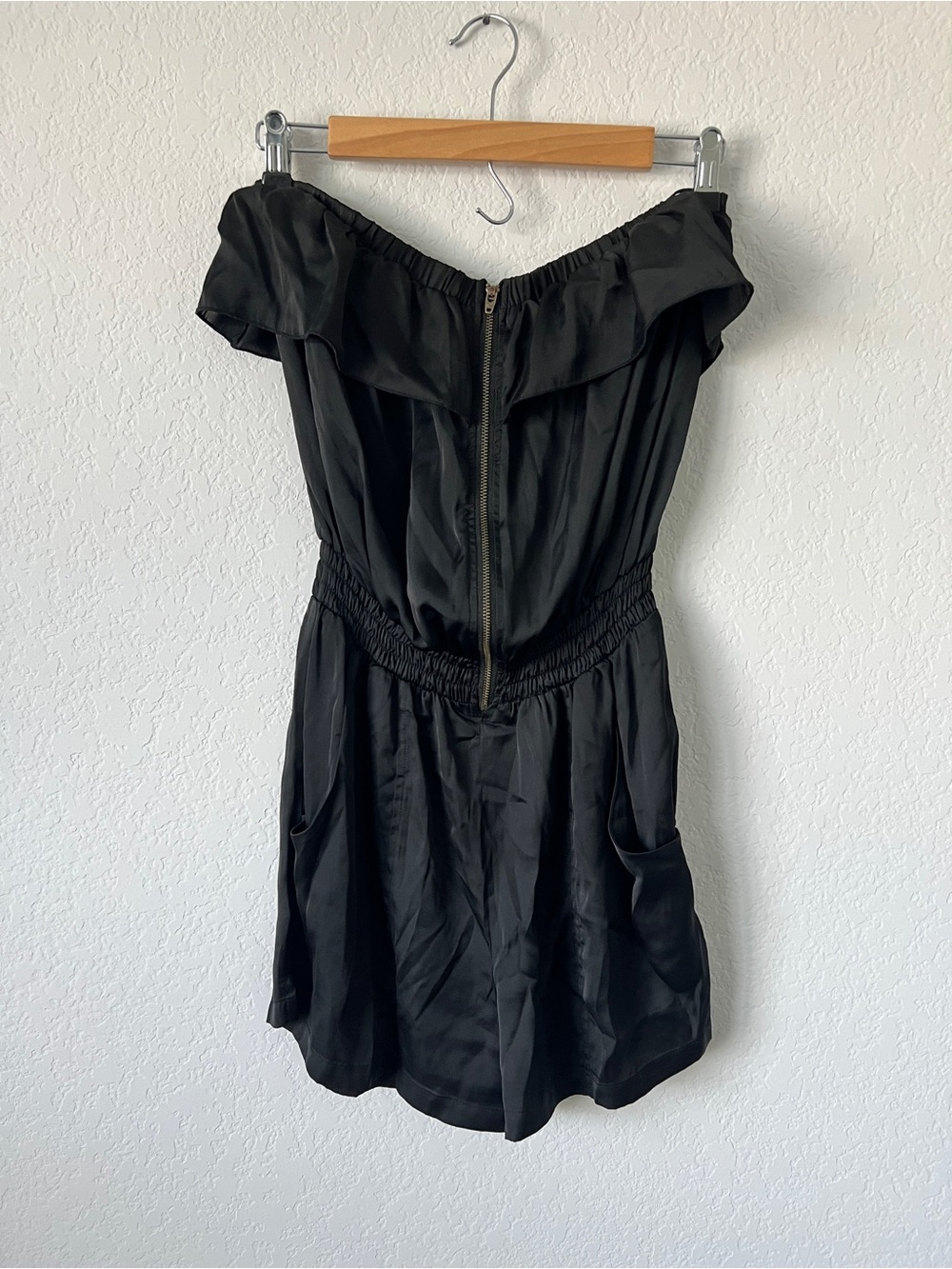 5|48 Black Satin Romper w/ Pockets